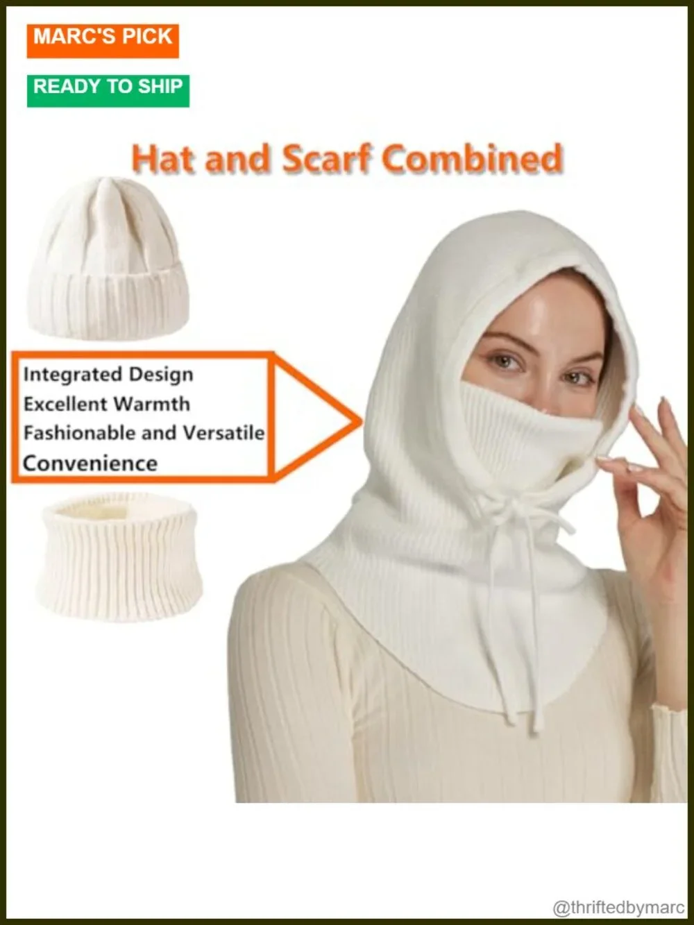 Knit Balaclava Winter Hat Face Mask Ski Mask Neck Warmer